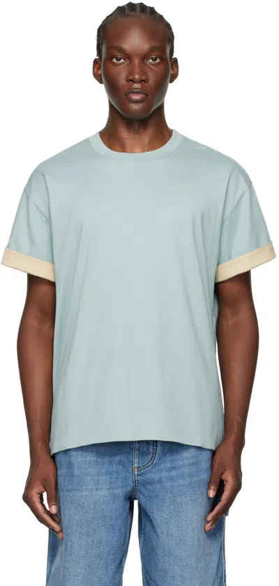 Bottega Veneta Blue Double Layer T-shirt In 3006 Steel Blue