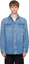 Bottega Veneta Denim Shirt With Flap Pockets And Contrasting Stitching In Blue