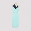 Bottega Veneta Midi Dress In Suede Leather In Blue