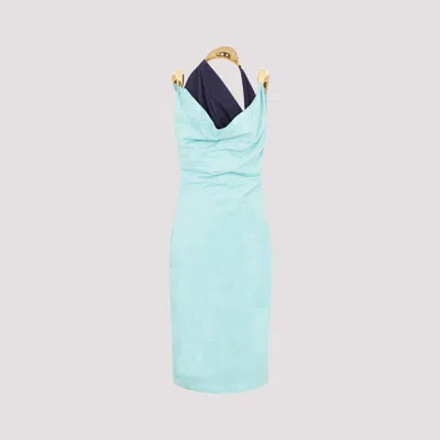 Bottega Veneta Fluid Suede Midi Dress With Metal Detail In Blue