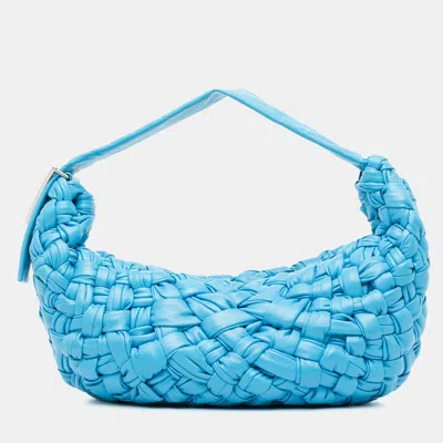 Pre-owned Bottega Veneta Blue Foulard Intrecciato Banana Bag