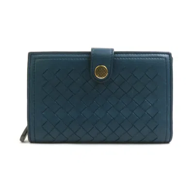 Pre-owned Bottega Veneta Blue Green Intrecciato Wallet (bi-fold) () In Multi