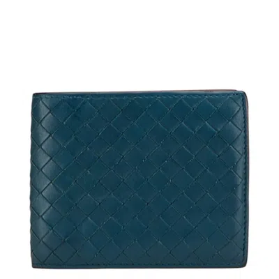 Pre-owned Bottega Veneta Blue Green Red Color Leather Wallet (bi-fold) ()
