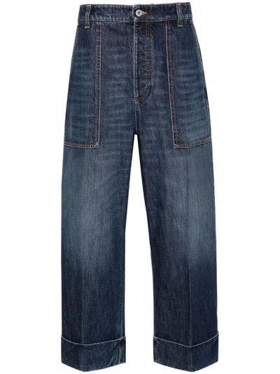 Bottega Veneta Gerade High-waist-jeans Mit Umschlag In Blau