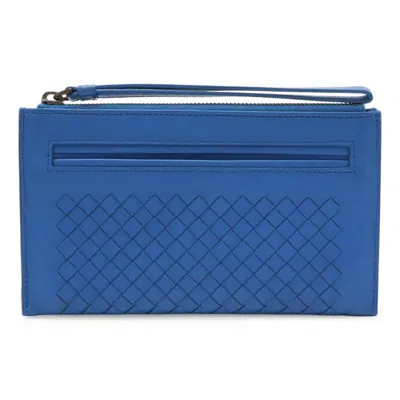 Pre-owned Bottega Veneta Blue Intrecciato Clutch Bag ()