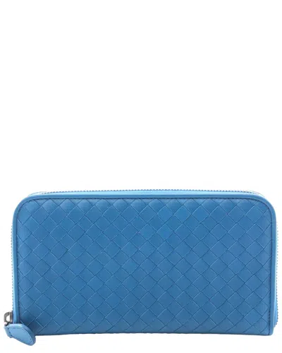 Bottega Veneta Blue Intrecciato Leather Long Wallet (authentic Pre-loved)