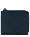 Bottega Veneta Blue Intrecciato Leather Small Wallet (authentic Pre-loved) In Blue