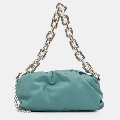 Pre-owned Bottega Veneta Blue Lambskin Chain Pouch