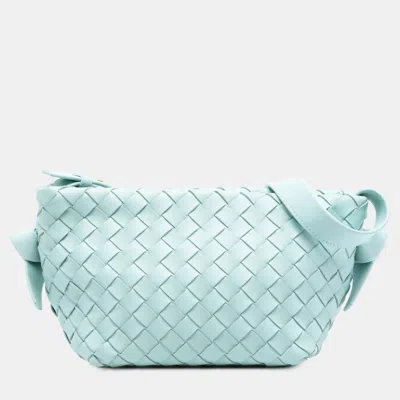 Pre-owned Bottega Veneta Blue Lambskin Intrecciato Tie Shoulder Bag