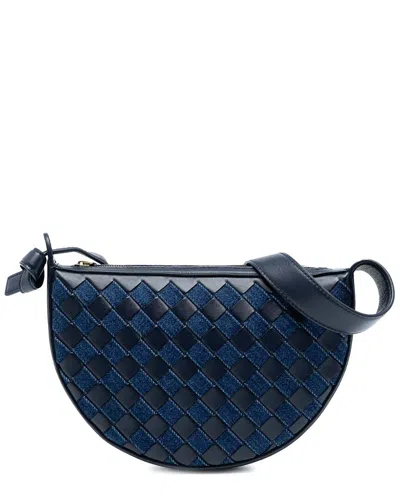 Bottega Veneta Blue Leather & Denim Mini Sunrise Hobo (authentic Pre-loved)