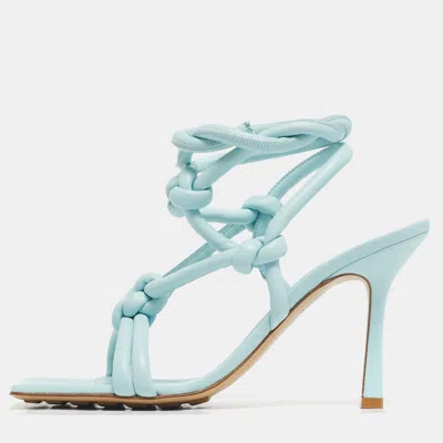 Pre-owned Bottega Veneta Blue Leather Ankle Strap Sandals Size 39
