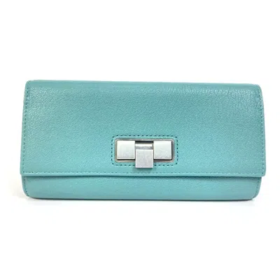 Pre-owned Bottega Veneta Blue Leather Long Wallet (bi-fold) ()