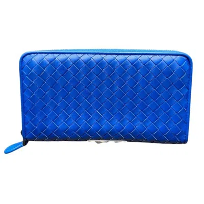 Pre-owned Bottega Veneta Blue Leather Long Wallet (bi-fold) ()