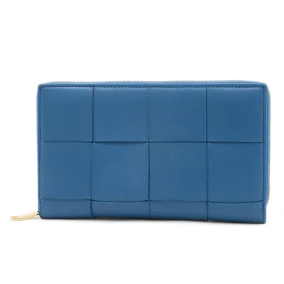 Pre-owned Bottega Veneta Blue Leather Long Wallet (bi-fold) ()