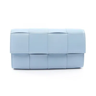 Pre-owned Bottega Veneta Blue Leather Long Wallet (bi-fold) ()