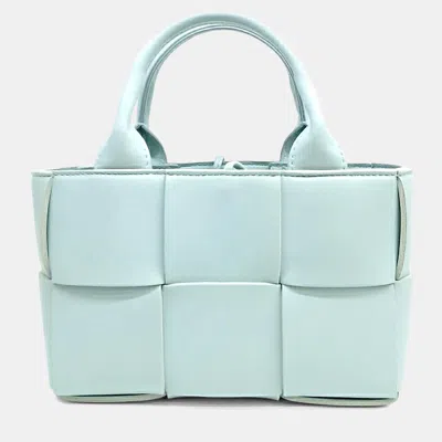 Pre-owned Bottega Veneta Blue Leather Mini Arco Tote Bag