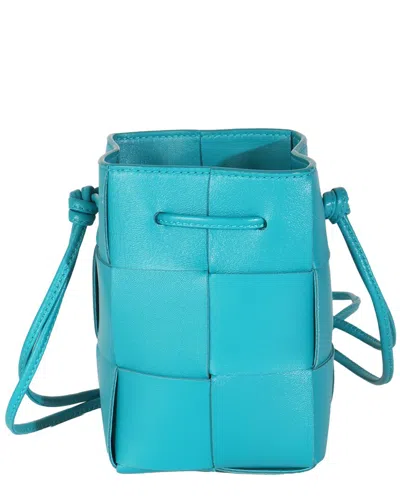 Bottega Veneta Blue Leather Mini Cassette Bucket Bag (authentic Pre-loved)