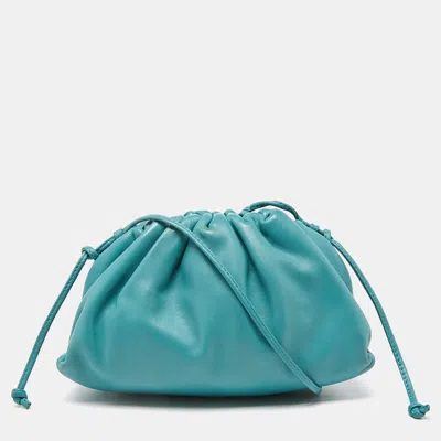 Pre-owned Bottega Veneta Blue Leather Mini The Pouch Bag