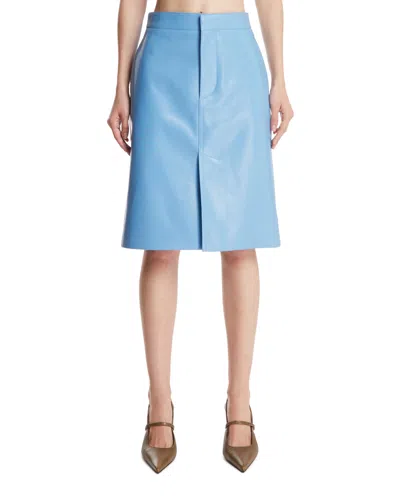 Bottega Veneta Blue Leather Skirt