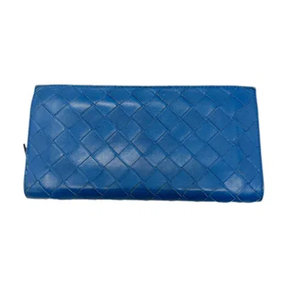 Pre-owned Bottega Veneta Blue Leather Wallet (bi-fold) ()