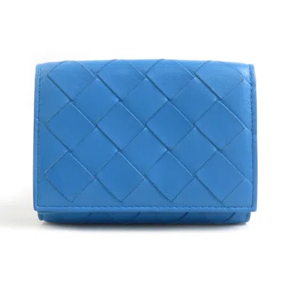 Pre-owned Bottega Veneta Blue Leather Wallet (tri-fold) ()