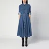 Bottega Veneta Blue Linen-blend Chemise Dress In Blue
