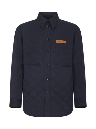 Bottega Veneta Quilted Overshirt Men In Blue