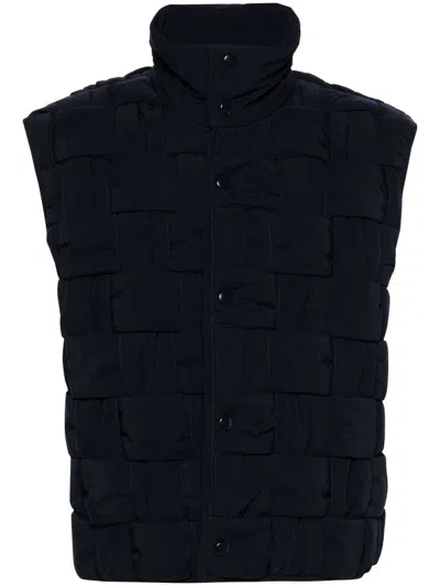 BOTTEGA VENETA BLUE MAXI INTRECCIATO QUILTED GILET