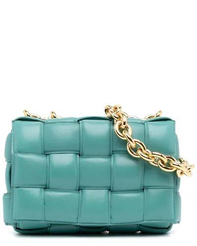 Bottega Veneta Blue Nappa Intrecciato Leather Padded Chain Cassette Satchel (authentic Pre-loved)