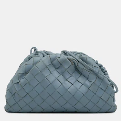Pre-owned Bottega Veneta Blue Nappa Intrecciato The Mini Pouch Crossbody
