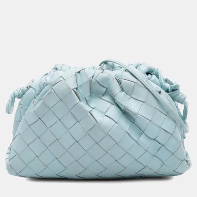 Pre-owned Bottega Veneta Blue Nappa Intrecciato The Mini Pouch Crossbody
