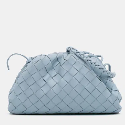 Pre-owned Bottega Veneta Blue Nappa Intrecciato The Mini Pouch Crossbody