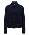 Bottega Veneta Contrast-stitching Bomber Jacket In Blue
