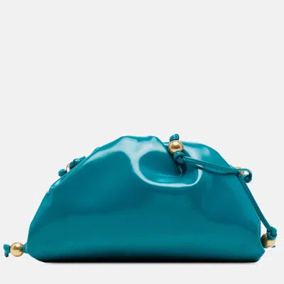 Pre-owned Bottega Veneta Blue Patent Beaded Strap The Mini Pouch Crossbody
