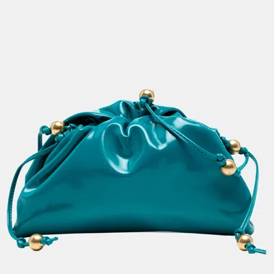 Pre-owned Bottega Veneta Blue Patent Beaded Strap The Mini Pouch Crossbody