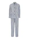 Bottega Veneta Womens  Relaxed-fit Multi-stripe Silk Pyjama Set In Blu