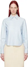 Bottega Veneta Blue Printed Leather Shirt In 4026 Pale Blue/burgu