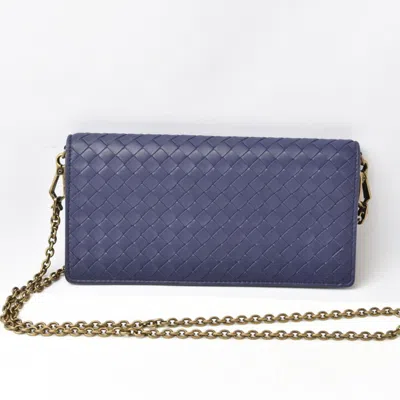 Pre-owned Bottega Veneta Blue Purple Chain/shoulder Wallet () In Blue, Purple