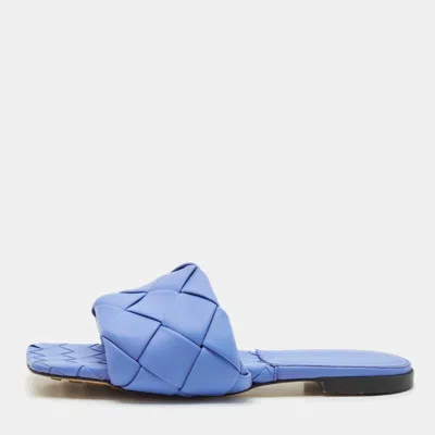 Pre-owned Bottega Veneta Blue Quilted Leather Lido Flats Size 39