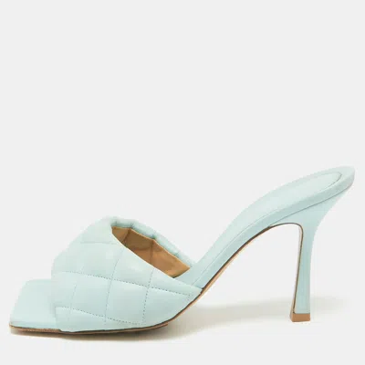 Pre-owned Bottega Veneta Blue Quilted Leather Lido Slide Sandals Size 39