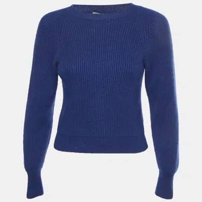 Pre-owned Bottega Veneta Blue Rib Knit Sweater M