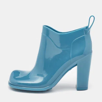 Pre-owned Bottega Veneta Blue Rubber Ankle Boots Size 37