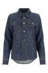 Bottega Veneta Blue Silk And Viscose Denim Printed Shirt In Blue