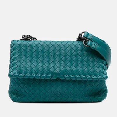 Pre-owned Bottega Veneta Blue Small Nappa Intrecciato Olimpia Shoulder Bag