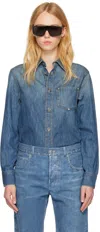 Bottega Veneta Washed Denim Workwear Shirt In 4715 Mid Blue