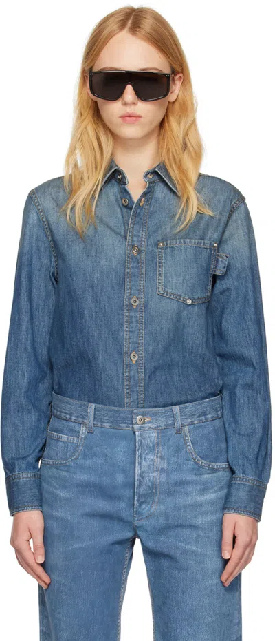 Bottega Veneta Washed Denim Workwear Shirt In Blue