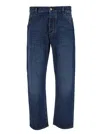 Bottega Veneta Blue Straight Jeans With Logo Patch In Denim Man