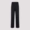 Bottega Veneta Stripe Black Blue Wool Trousers In Blue