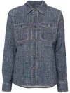 BOTTEGA VENETA BLUE TEXTURED DENIM VISCOSE SHIRT