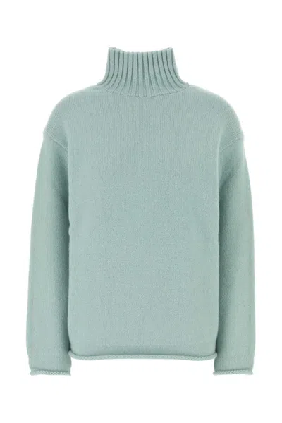 BOTTEGA VENETA BLUE TURTLE NECK SWEATER